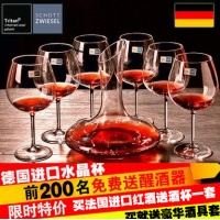 德国肖特红酒杯进口水晶玻璃葡萄酒杯6只套装 送醒酒器一只