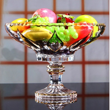 镀金工艺创意水果盘水晶玻璃糖果盘客厅果篮干果盘子